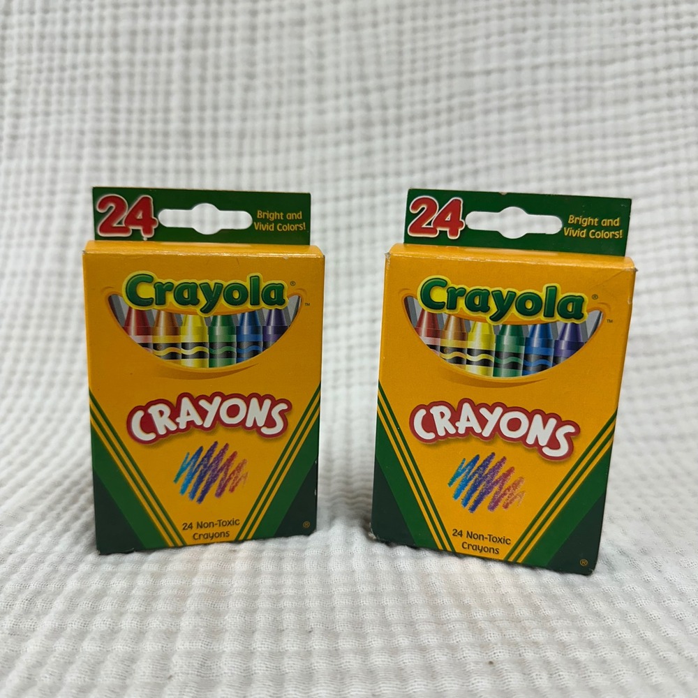 2 Boxes Vtg 2002 Crayola Crayons 24 Pack Binney & Smith NOS With Dandelion